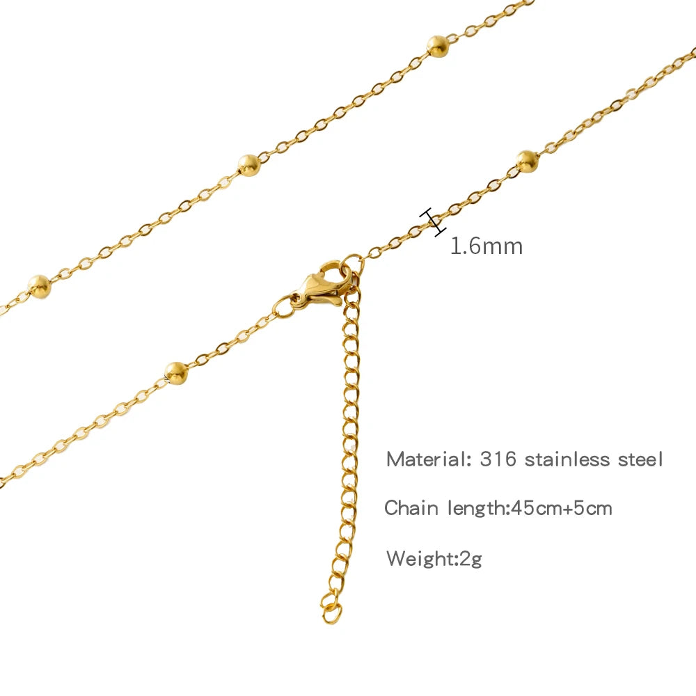 HIYEE-collar de cadena de eslabones de cuerda con cuentas en forma de O para mujer, bola de serpiente de acero inoxidable, regalo de joyería, accesorios Diy de Color dorado