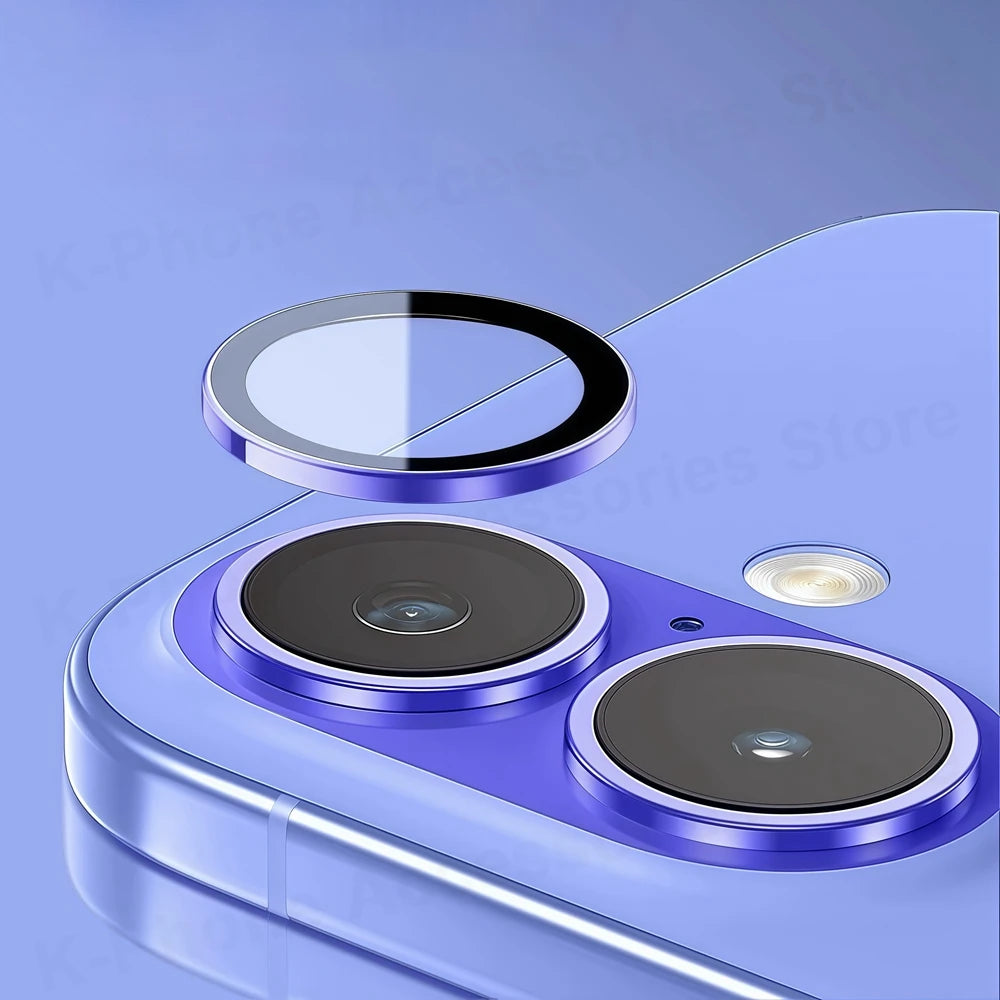 Protector de cámara con anillo de Metal de aluminio para iPhone 16 Plus, cubierta de vidrio templado para lente trasera para iPhone 17 + 16Plus, tapa protectora de lente