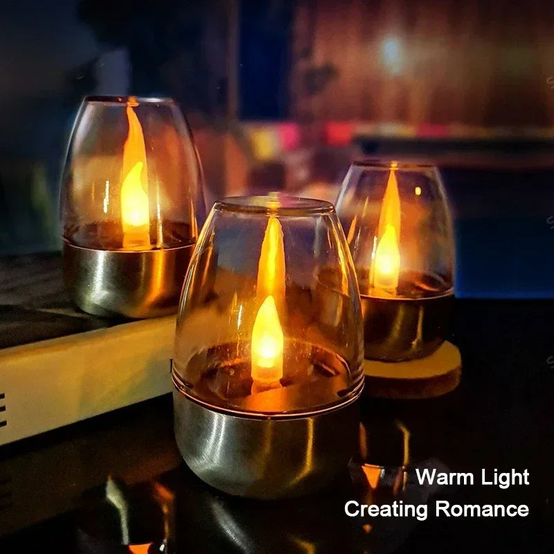 Velas solares LED, luz nocturna recargable sin llama para decoración de jardín, fiesta de boda, lámpara de velas solares impermeables para exteriores