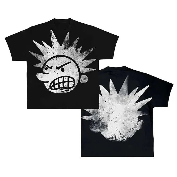 Ropa de calle Y2K, camiseta con estampado de dibujos animados de Hip Hop para hombre, camiseta gótica 100% de algodón, manga corta transpirable