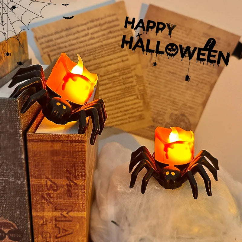 Luces nocturnas de araña para decoración de Halloween, suministros para fiestas, accesorios de decoración, Bar, Casa Encantada, accesorios para fiestas de terror, 1 Uds.