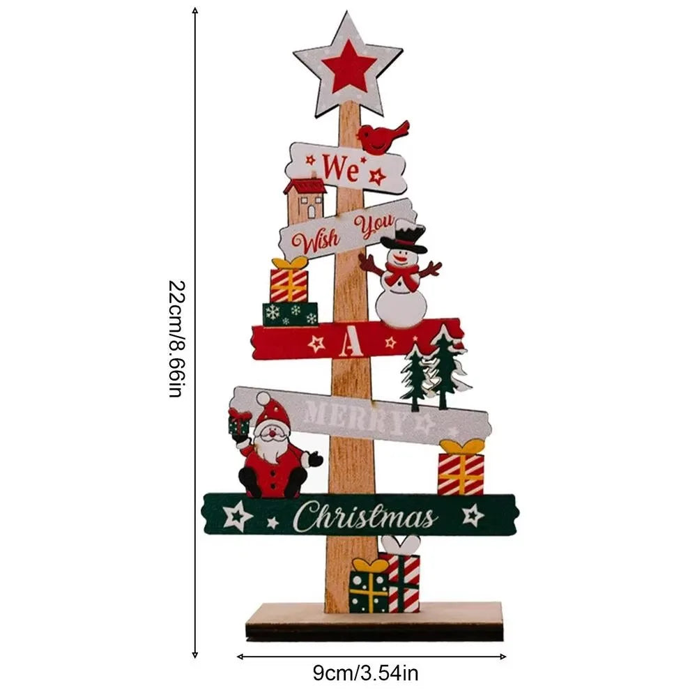 Árbol de Navidad de escritorio, decoración artesanal de Papá Noel, placa de señales de Navidad de madera, decoración de Navidad, regalos de fiesta de Año Nuevo 2024