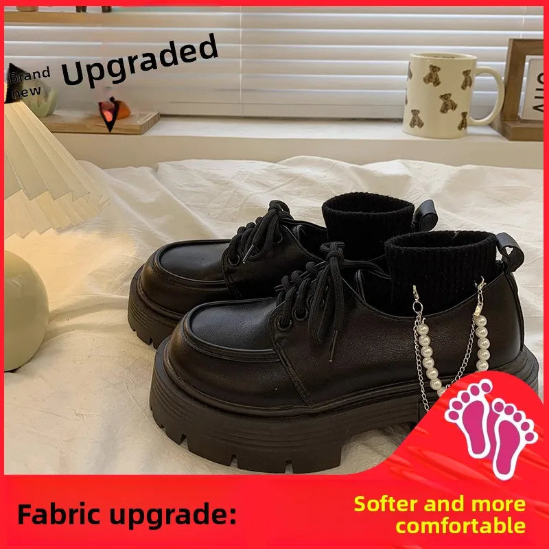 Zapatos Mary Jane de tacón ueso retro para mujer, primavera 2025, estilo británico, versátiles para faldas, con correa cruz...