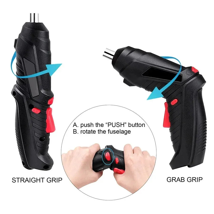 ZSKJ-Kit de destornillador eléctrico inalámbrico, 3,6 V, batería de litio recargable de 500mAh, Kit de taladro, herramientas eléctricas plegables para el hogar
