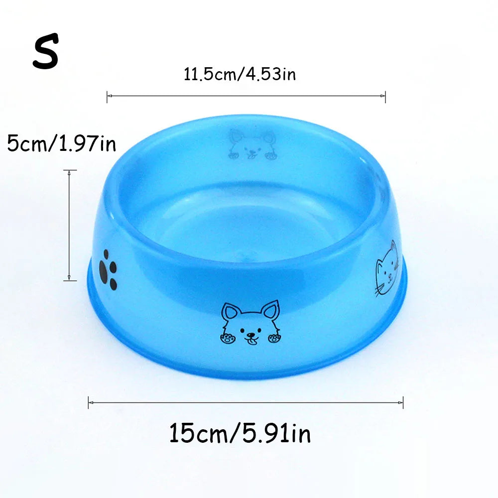 Cuenco de plástico transparente para mascotas, cuenco de agua y comida para gatos/perros impresos, suministros duraderos de alimentación para mascotas para perros y gatos