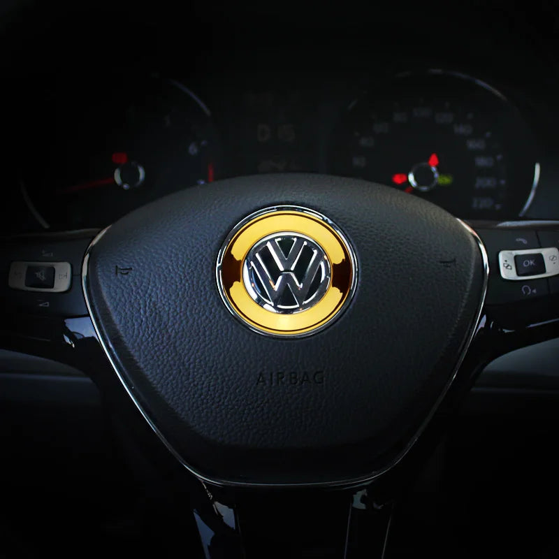 Embellecedor de volante de coche, pegatina de cubierta de lentejuelas circulares para Volkswagen VW TOURAN GTI PASSAT POLO, accesorios para automóviles