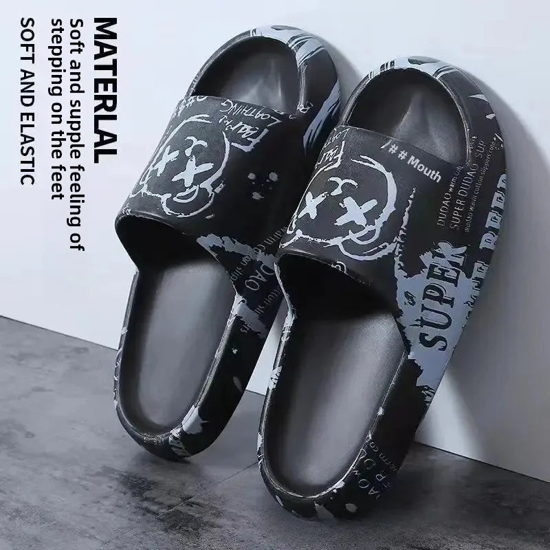 Zapatillas elegantes para hombre, para interior del hogar, antideslizantes, con parte inferior gruesa, cómodas zapatillas con parte inferior de PVC para mujer