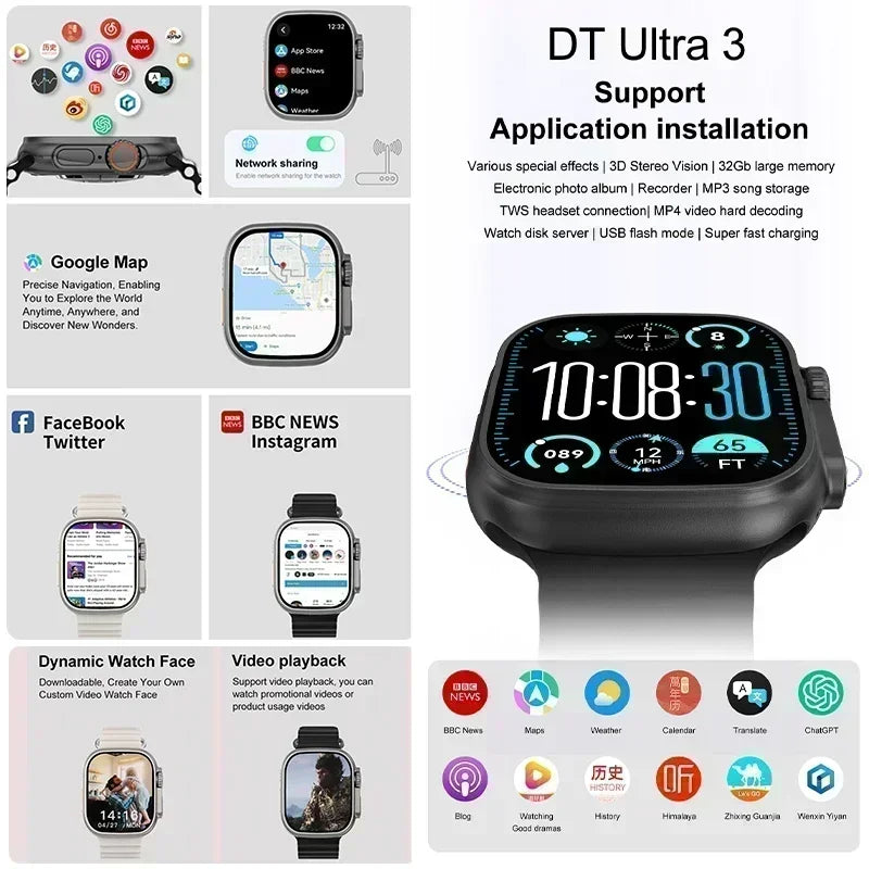 2025 nuevo reloj inteligente con memoria de 32GB para hombres y mujeres NFC Bluetooth llamada reproducción de música carga inalámbrica deporte Fitness SmartWatch