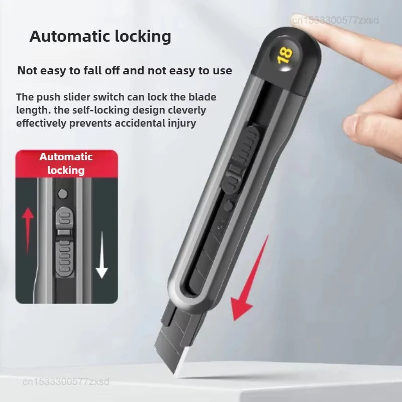 Xiaomi-cuchillo multiusos retráctil a presión, cuchillas de acero al carbono de 18mm/9mm, cortador de caja, bloqueo automático para suministros de oficina, papelería