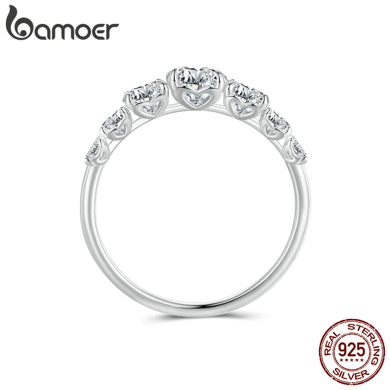 Bamoer D Color VVS1 EX anillo de moissanita ajuste de corazón anillo de diamante de laboratorio Plata de Ley 925 para mujeres joyería de compromiso de boda