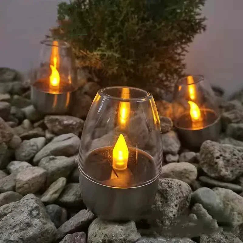 Velas solares LED, luz nocturna recargable sin llama para decoración de jardín, fiesta de boda, lámpara de velas solares impermeables para exteriores