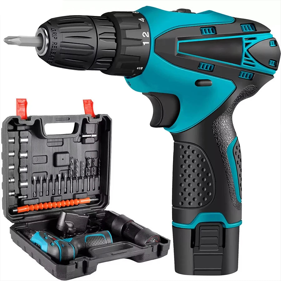 Wireless Drill Tool Kit for Home Repair, Suitable for DIY and Woodworking, Multifunctional Repair Tool Box Sold by