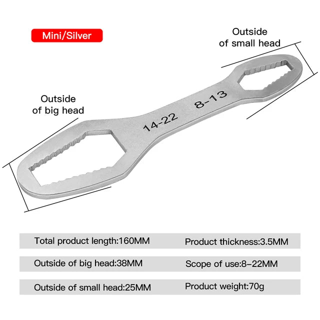 Llave Torx Universal de 8-22mm, tablero de llave de gafas ajustable autoajustable, llave Torx de doble cabezal, herramientas manuales para fábrica