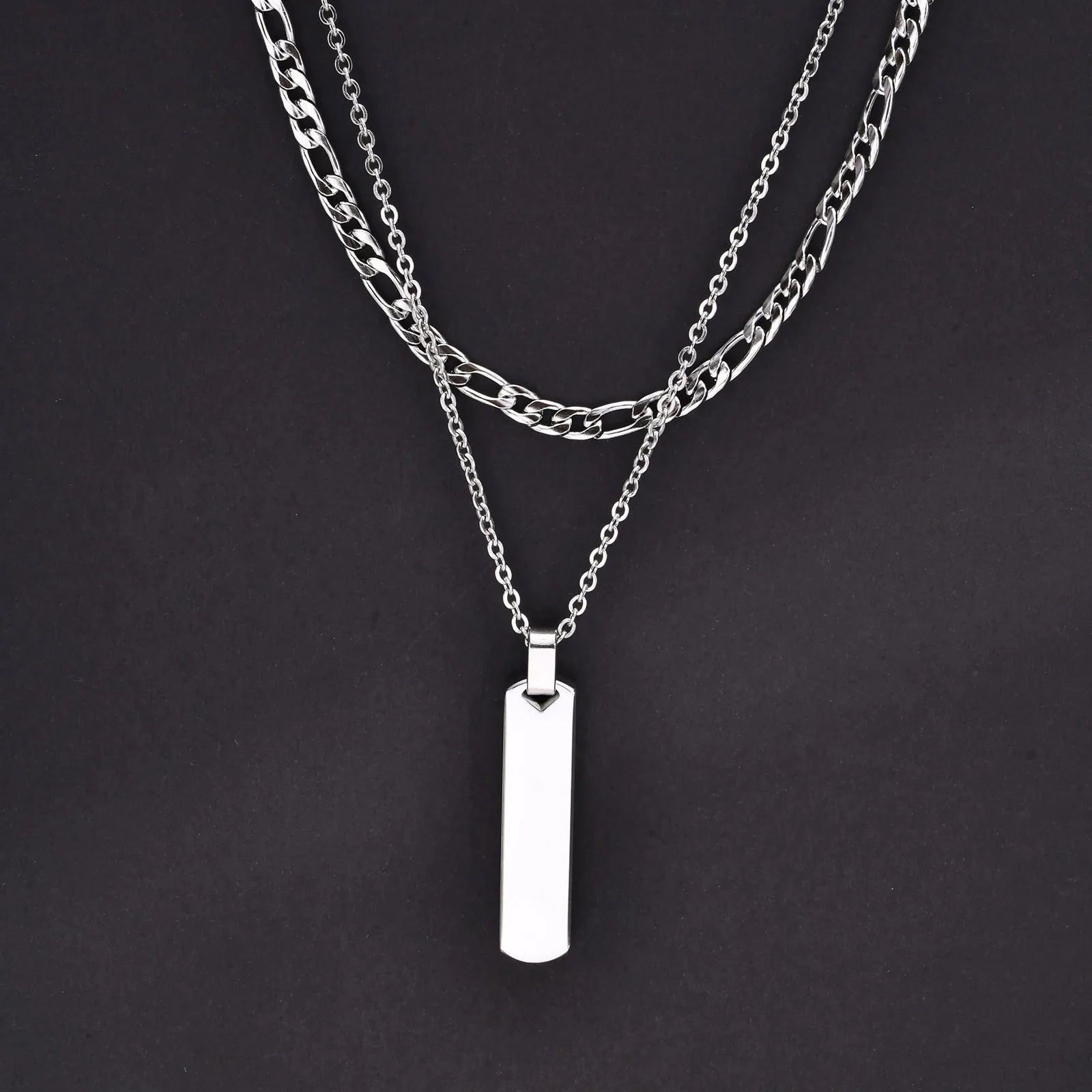 Collares apilados de barra Vertical para hombres y niños, Collar de cadena de cuerda trenzada de cadena cubana de acero inoxidable, regalos de conjuntos de joyería elegantes