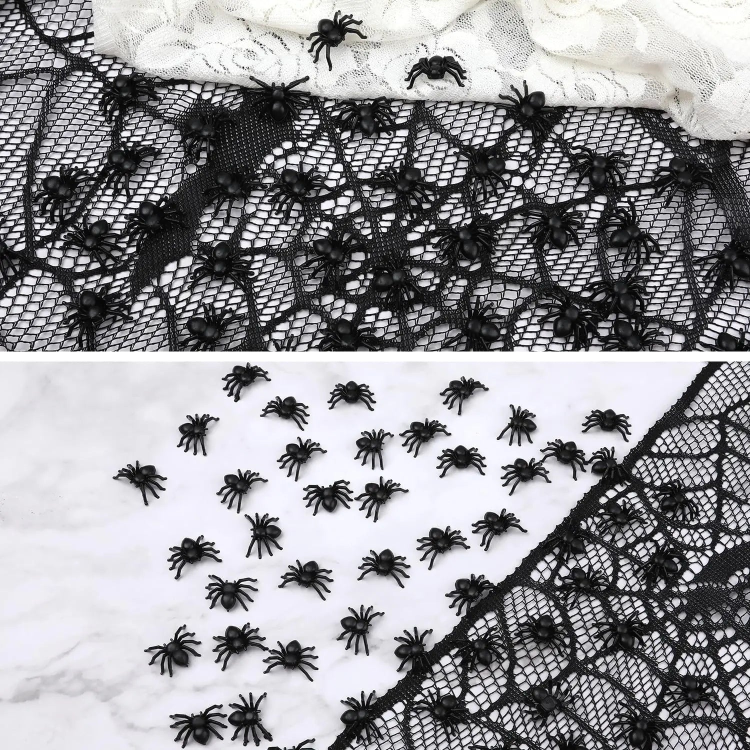 50/500 Uds pequeñas arañas negras falsas decoración de Halloween araña de terror DIY fiesta Casa Encantada Prop insectos realistas juguetes difíciles