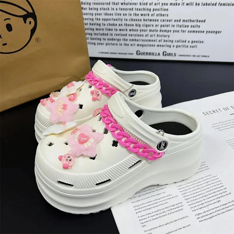 Nuevas zapatillas bonitas de Internet famosas y súper populares para mujer, zapatos de zuecos de moda de verano para exteriores y interiores de doble uso