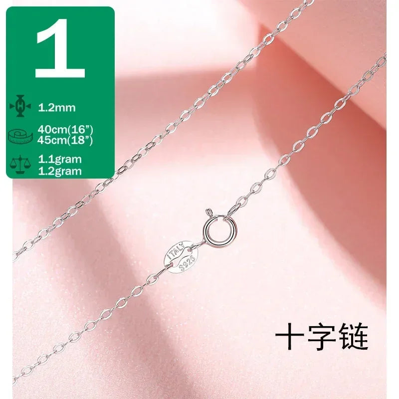 TrustDavis-collar de Plata de Ley 925 auténtica con forma de serpiente y ondas de agua, cadena de caja de 40/45cm, collar para mujer, joyería DC25