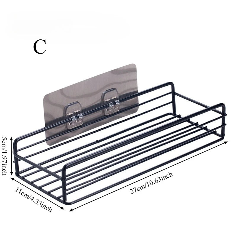 Caja de almacenamiento para puerta de armario de cocina sin perforaciones, estante de hierro, estante de envoltura de plástico para armario montado en la pared, estante para refrigerador de baño