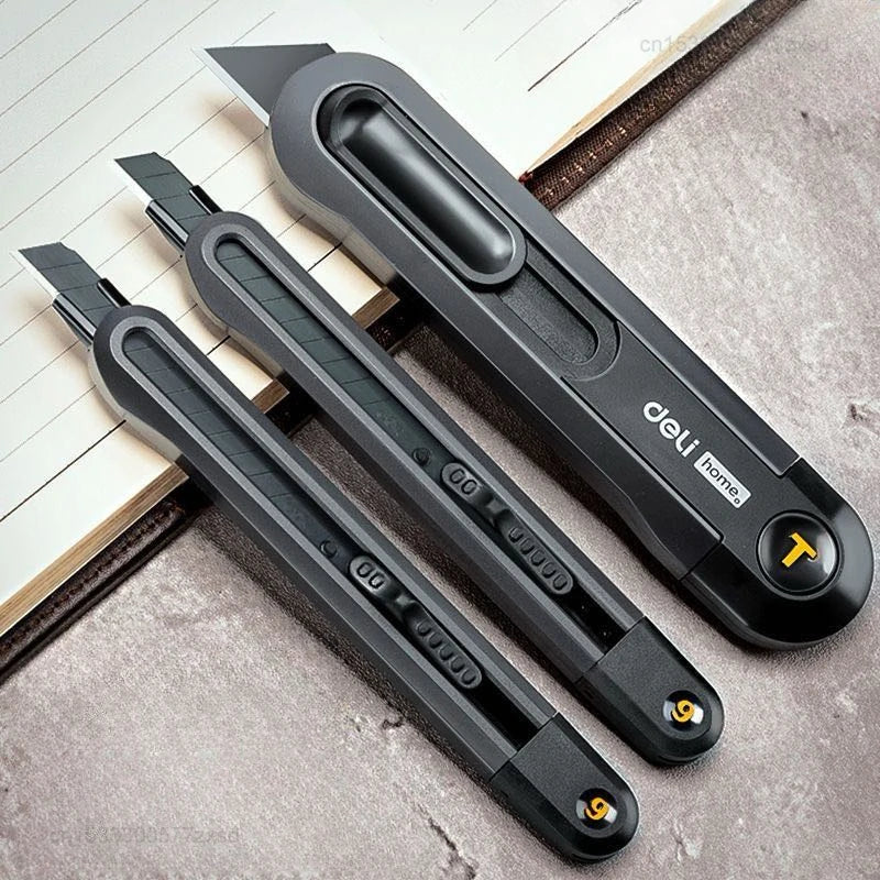 Xiaomi-cuchillo multiusos retráctil a presión, cuchillas de acero al carbono de 18mm/9mm, cortador de caja, bloqueo automático para suministros de oficina, papelería