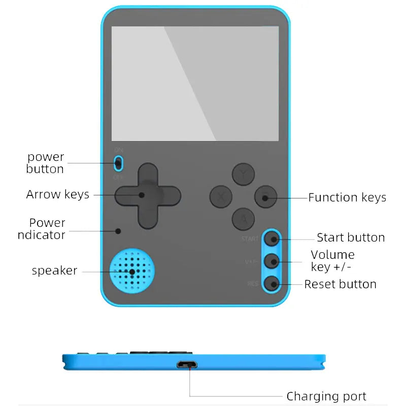 Consola de juegos portátil 500 juegos clásicos LCD portátil Retro Video Mini consola de juegos recargable gran regalo para niños y adultos