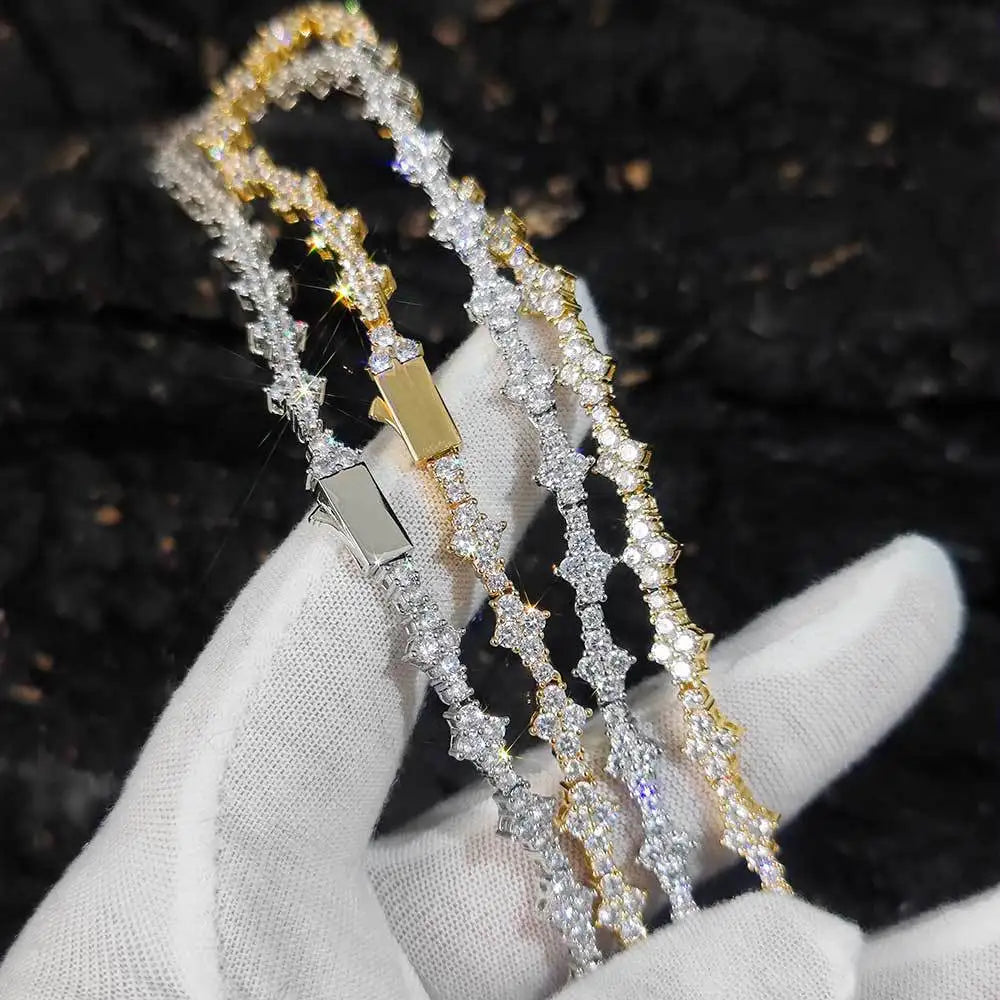 Pulsera de tenis de circonita cúbica helada, pulseras en capas, cosas de moda para hombres y mujeres