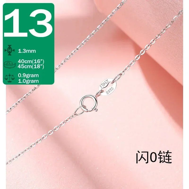 TrustDavis-collar de Plata de Ley 925 auténtica con forma de serpiente y ondas de agua, cadena de caja de 40/45cm, collar para mujer, joyería DC25