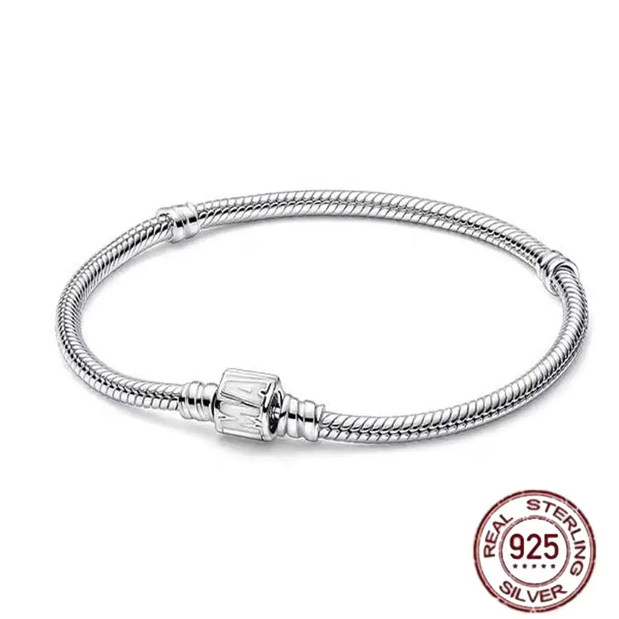 Pulsera de hueso de serpiente de Spider Man de plata de ley 100% S925, adecuada para pulsera Pandora, regalo de joyería de moda para mujer bi