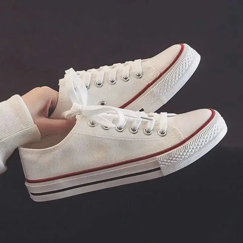 Zapatos de lona Ins de alta calidad para mujer, zapatos coreanos Ulzzang versátiles para estudiantes, primavera, nuevo estilo, cubierta de tobillo de fondo plano, zapatos con suela de goma
