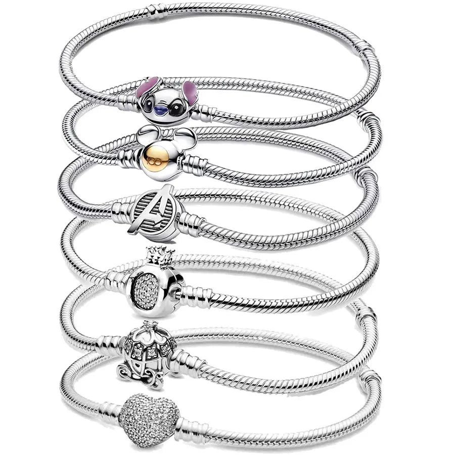 Pulsera de hueso de serpiente de Spider Man de plata de ley 100% S925, adecuada para pulsera Pandora, regalo de joyería de moda para mujer bi
