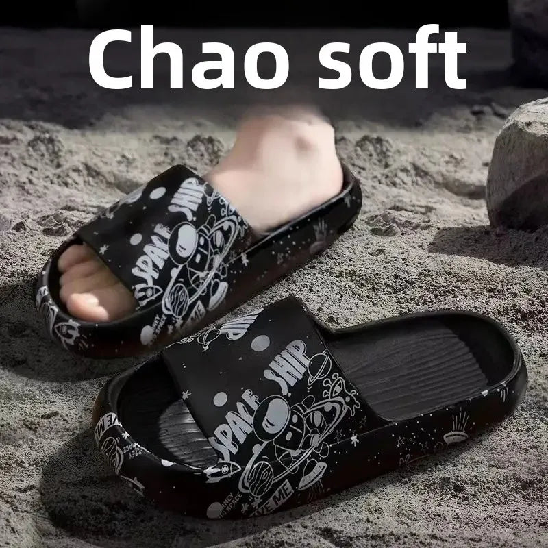 Zapatillas elegantes para hombre, para interior del hogar, antideslizantes, con parte inferior gruesa, cómodas zapatillas con parte inferior de PVC para mujer