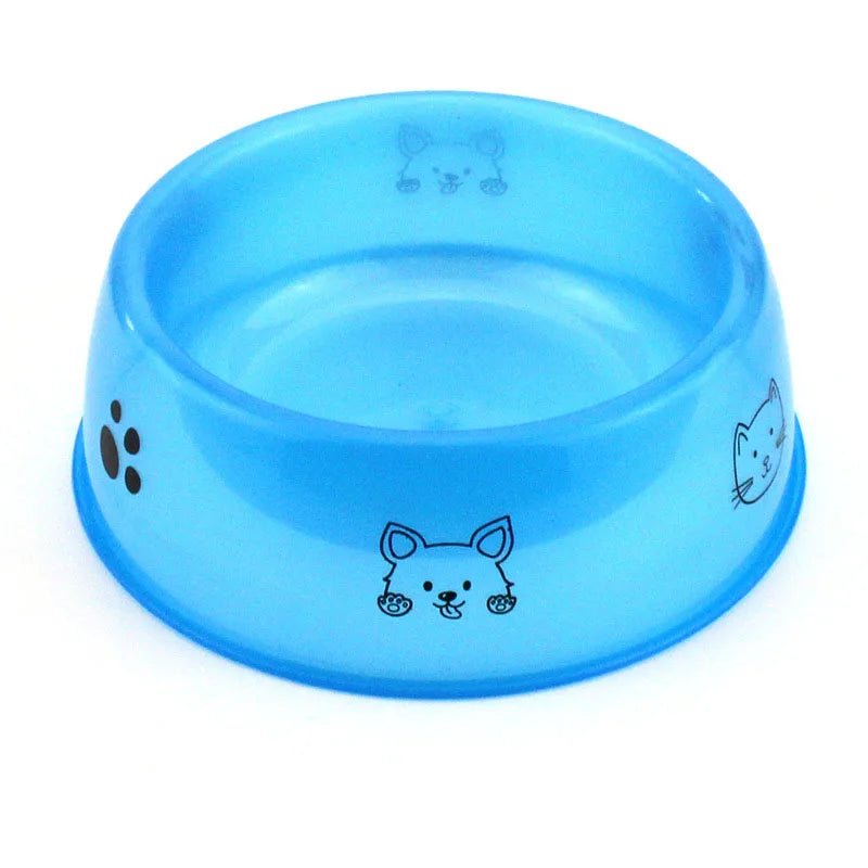 Cuenco de plástico transparente para mascotas, cuenco de agua y comida para gatos/perros impresos, suministros duraderos de alimentación para mascotas para perros y gatos
