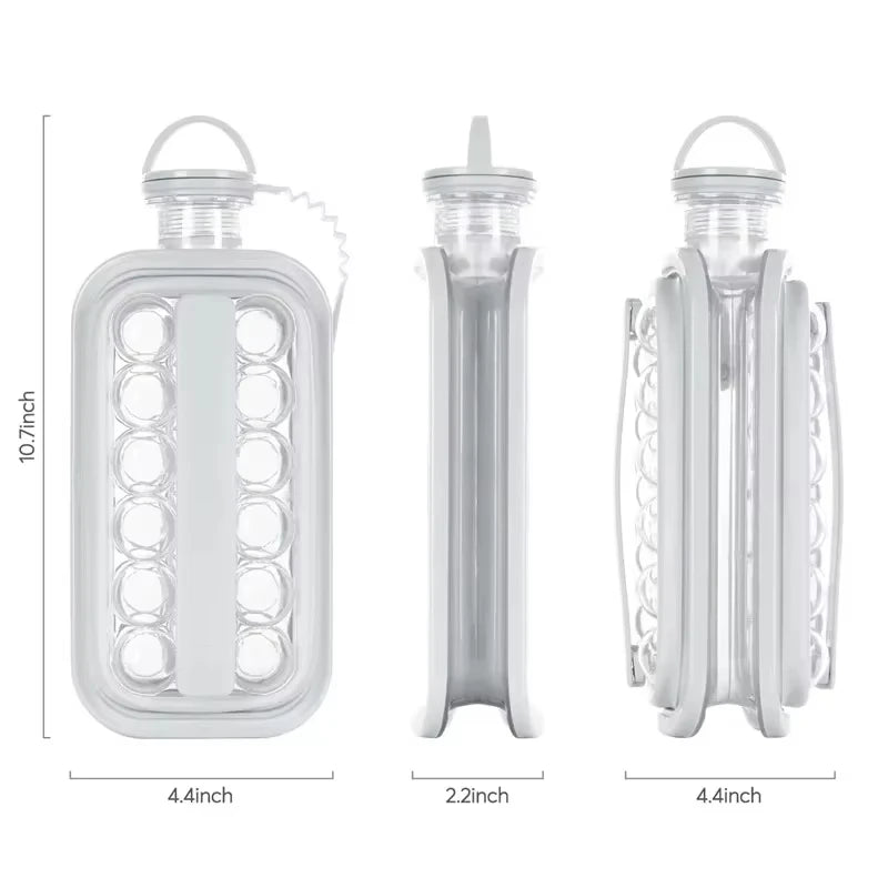 1 Uds. Moldes para bolas de hielo, máquina de hielo plegable para viaje en casa, bolas de hielo 2 en 1, cubitos de hielo de viaje, compartimento de hielo de silicona, molde para cubitos de hielo