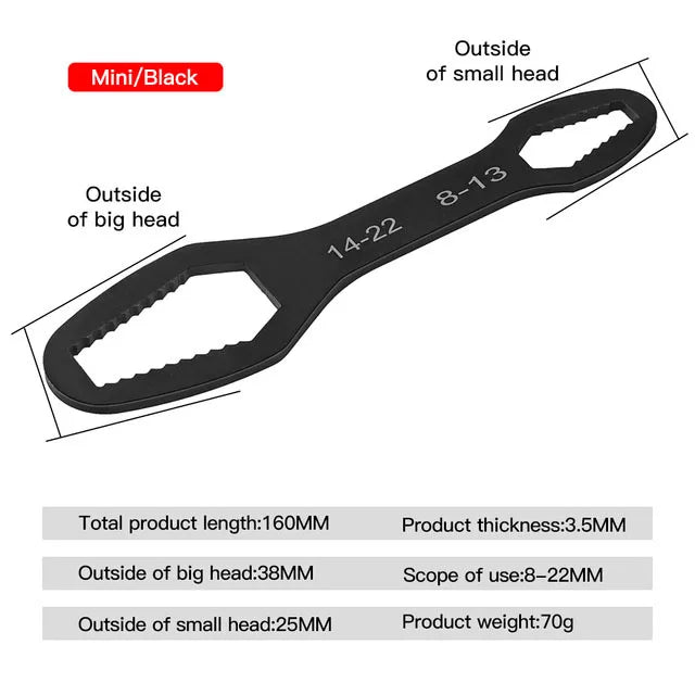 Llave Torx Universal de 8-22mm, tablero de llave de gafas ajustable autoajustable, llave Torx de doble cabezal, herramientas manuales para fábrica