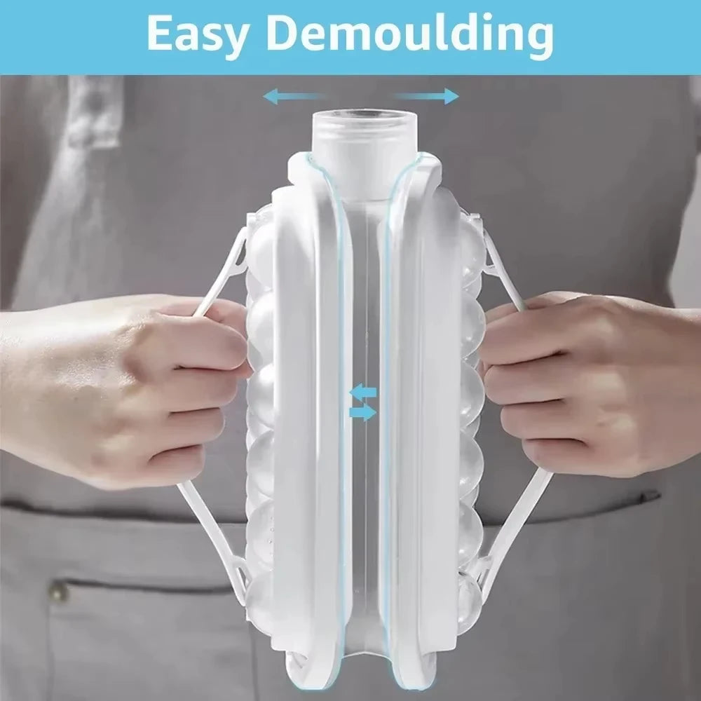 1 Uds. Moldes para bolas de hielo, máquina de hielo plegable para viaje en casa, bolas de hielo 2 en 1, cubitos de hielo de viaje, compartimento de hielo de silicona, molde para cubitos de hielo