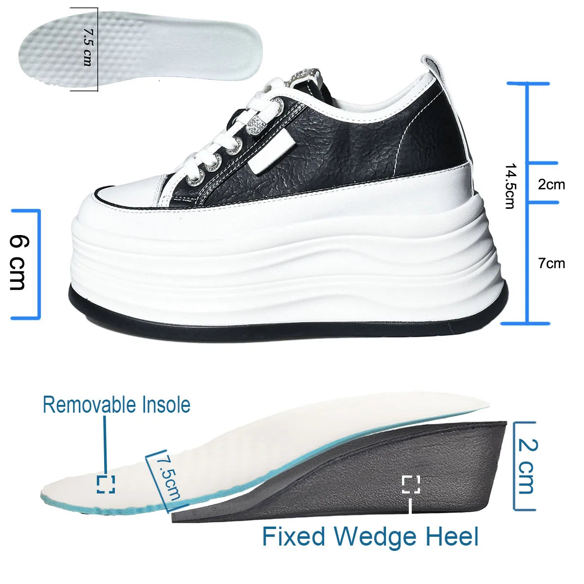 Fujin, zapatillas de deporte con plataforma blanca de cuero de microfibra de alta calidad de 9cm para mujer, zapatillas con Tacón de Cuña, zapatos informales cómodos para mujer