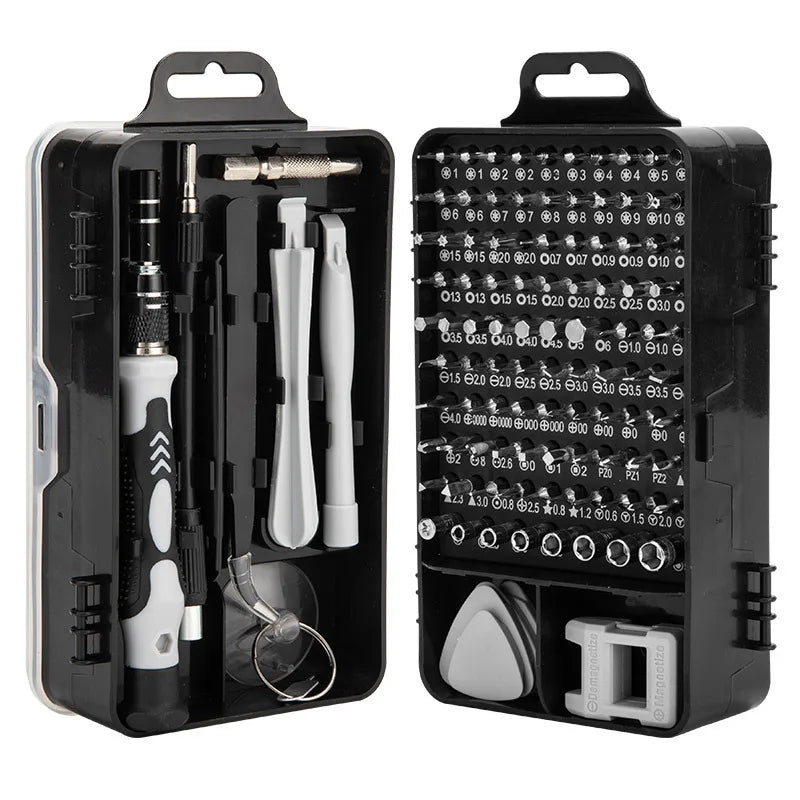 Kit de herramientas de desmontaje y reparación de relojes, ordenadores y teléfonos móviles transfronterizos 115 en uno, juego de destornilladores