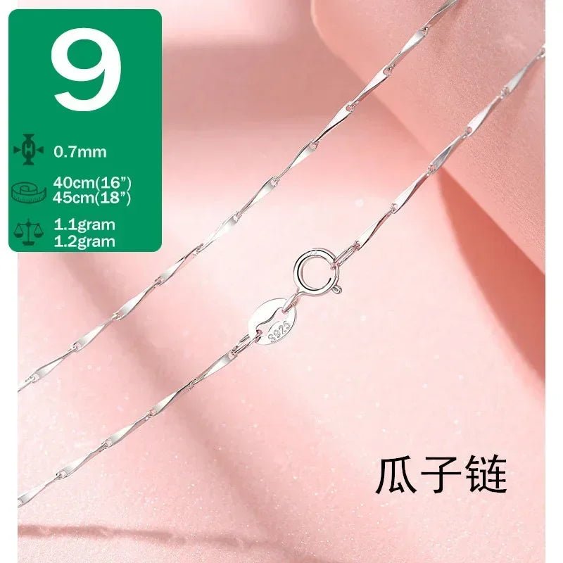 TrustDavis-collar de Plata de Ley 925 auténtica con forma de serpiente y ondas de agua, cadena de caja de 40/45cm, collar para mujer, joyería DC25