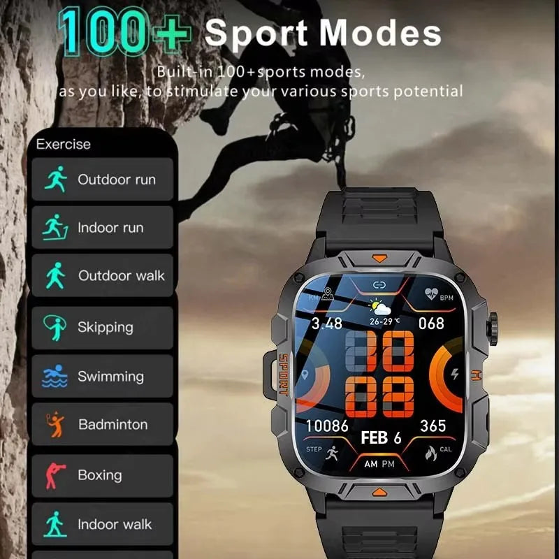 Nuevo para Huaiwei relojes inteligentes militares al aire libre hombres Bluetooth llamada IP68 5ATM natación impermeable 420mAh linterna LED Smartwatch