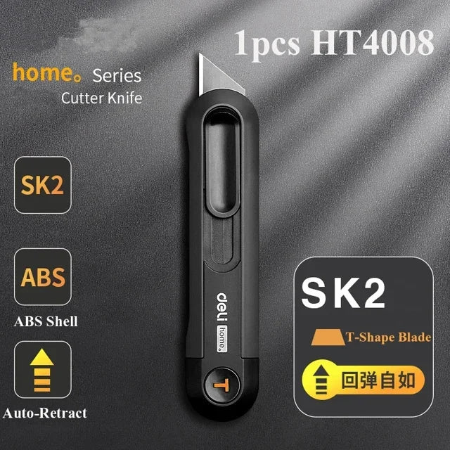 Xiaomi-cuchillo multiusos retráctil a presión, cuchillas de acero al carbono de 18mm/9mm, cortador de caja, bloqueo automático para suministros de oficina, papelería