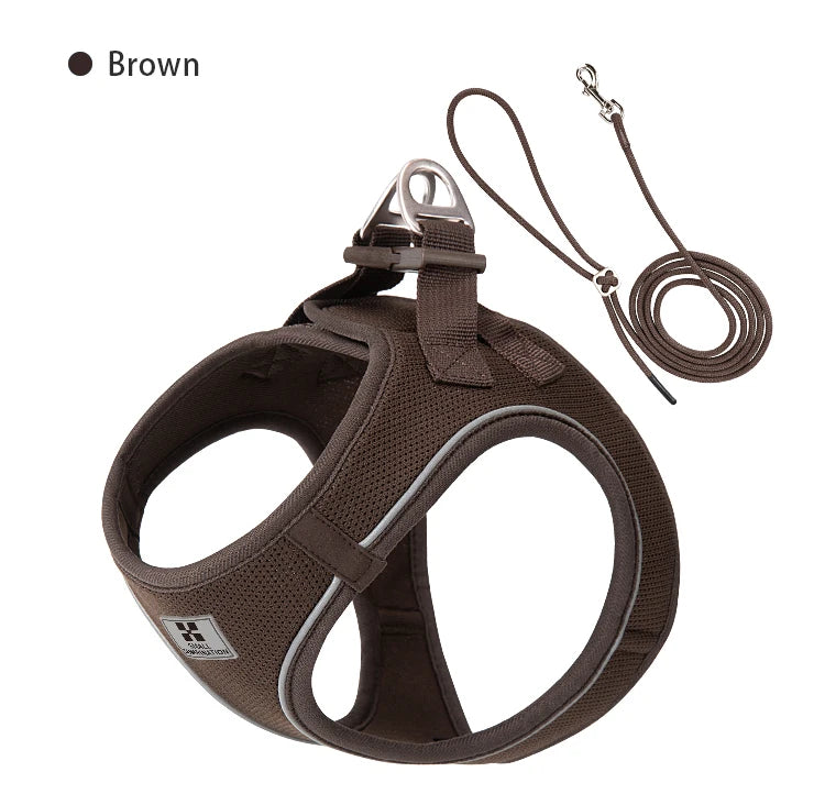 Juego de correas y arnés para perros pequeños y medianos, arnés reflectante ajustable para cachorros y gatos, chaleco para mascotas, Chihuahua, Yorkies, caminar al aire libre