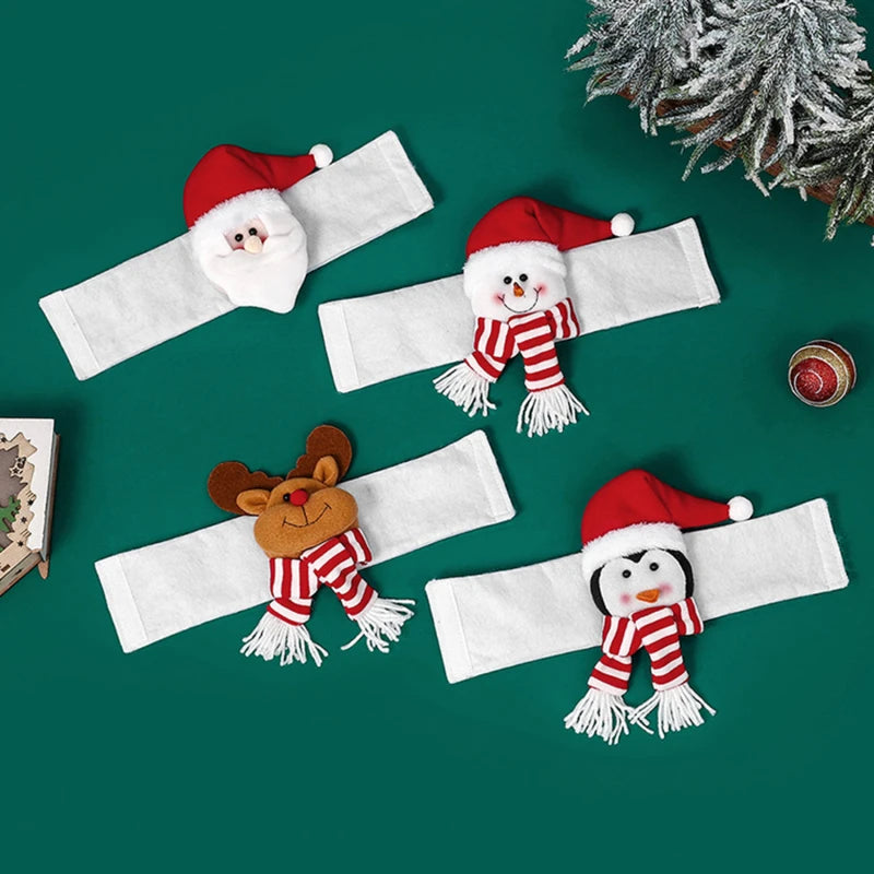 Cierre de cortina de dibujos animados de Navidad, pingüino, Papá Noel, muñeco de nieve, soporte de alce, decoración navideña para accesorios para el hogar, 2024