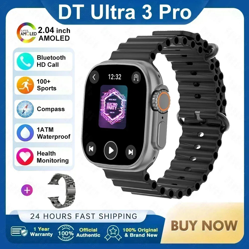 2025 nuevo reloj inteligente con memoria de 32GB para hombres y mujeres NFC Bluetooth llamada reproducción de música carga inalámbrica deporte Fitness SmartWatch