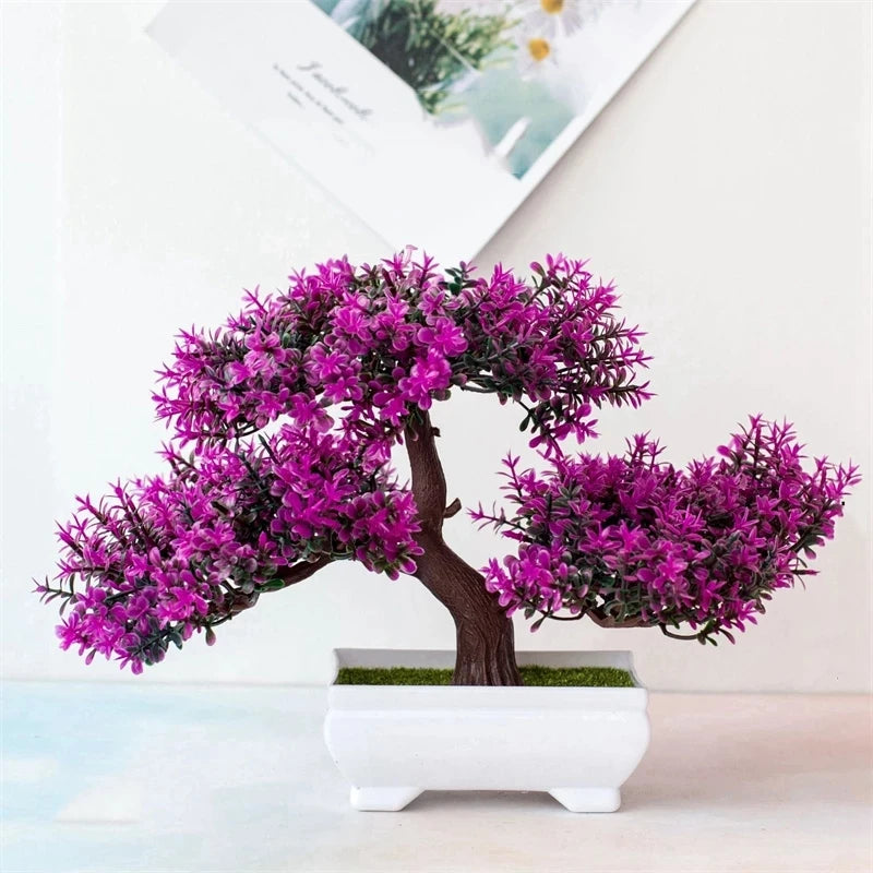 Bonsái de plantas artificiales, árbol pequeño, maceta, plantas falsas, flores, adornos en maceta para decoración de mesa de habitación del hogar, decoración de jardín de Hotel