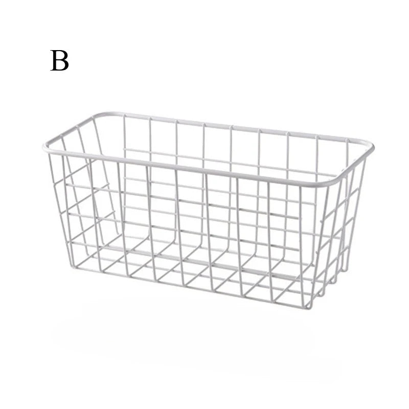 Caja de almacenamiento para puerta de armario de cocina sin perforaciones, estante de hierro, estante de envoltura de plástico para armario montado en la pared, estante para refrigerador de baño