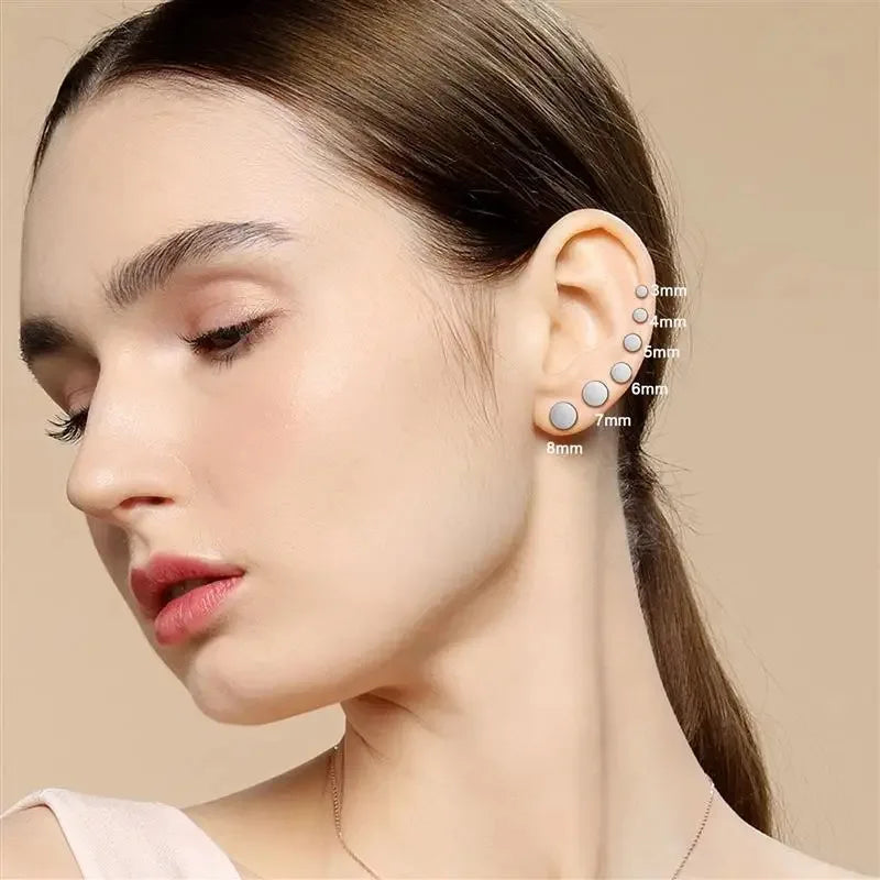 2 uds. Pendientes redondos negros de acero inoxidable para hombres, pendientes Punk de 3-8mm, pendientes de tuerca con empuje hacia atrás para mujeres y hombres, joyería