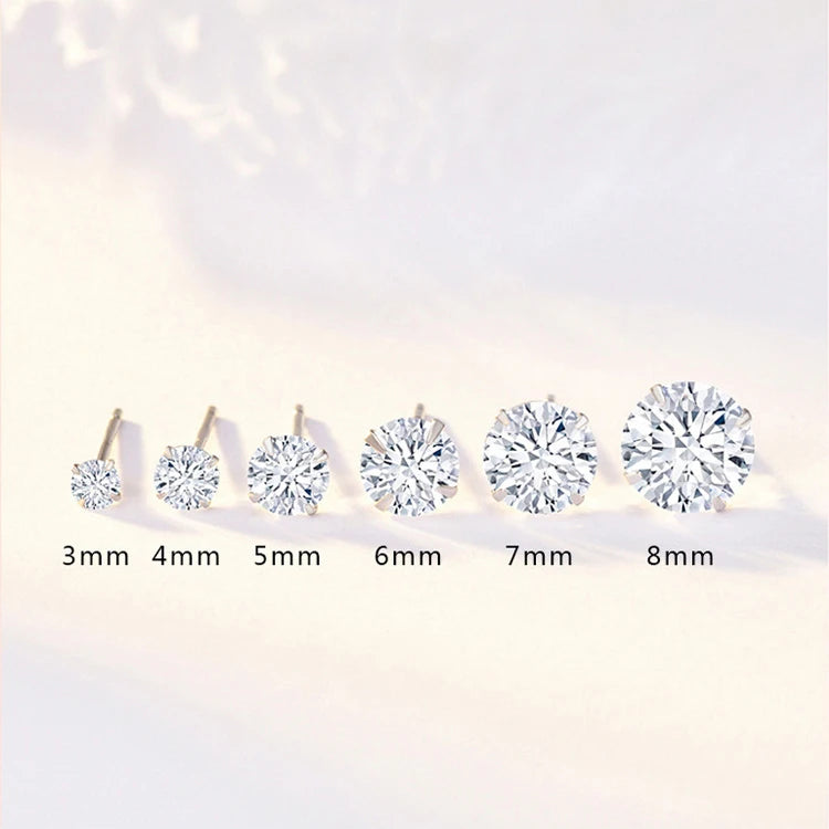 Pendientes de plata de ley 925 auténtica con circonita de cristal, pendientes tipo botón de plata con circonita cúbica para mujer, joyería de plata de ley