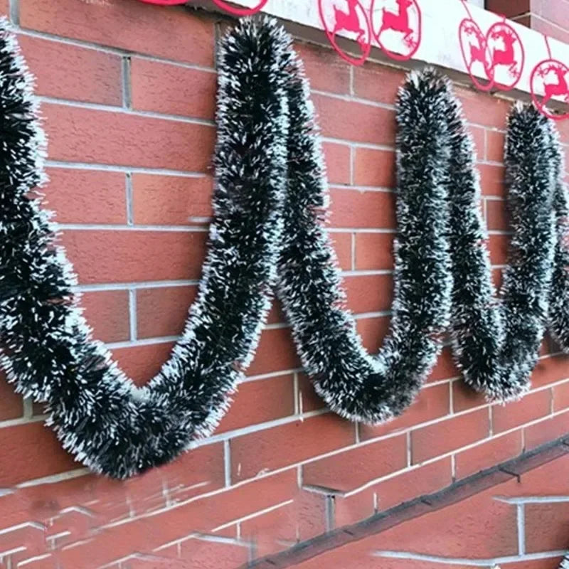 Guirnalda de cintas de oropel de Navidad de 60/4m, corona de caña verde, adornos colgantes para árbol de Navidad, suministros de decoración del hogar para fiesta de boda
