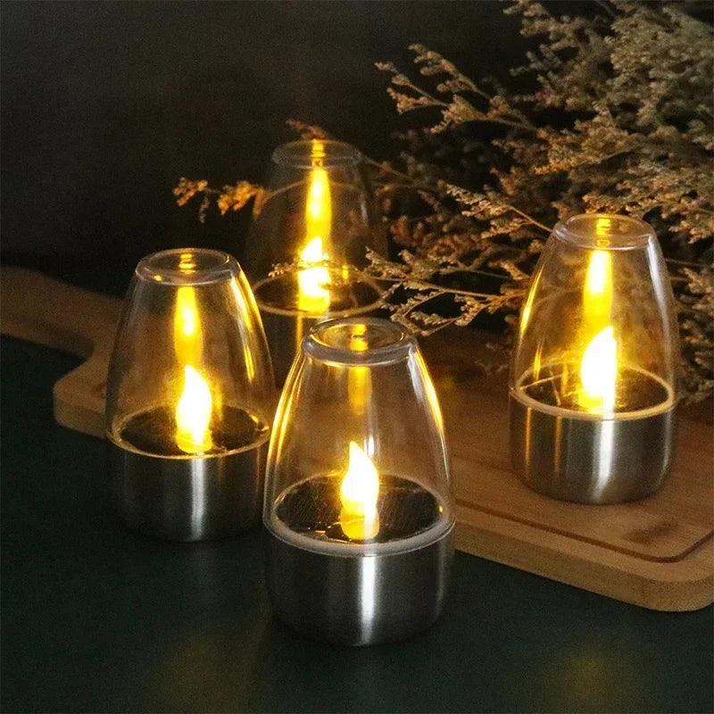 Velas solares LED, luz nocturna recargable sin llama para decoración de jardín, fiesta de boda, lámpara de velas solares impermeables para exteriores