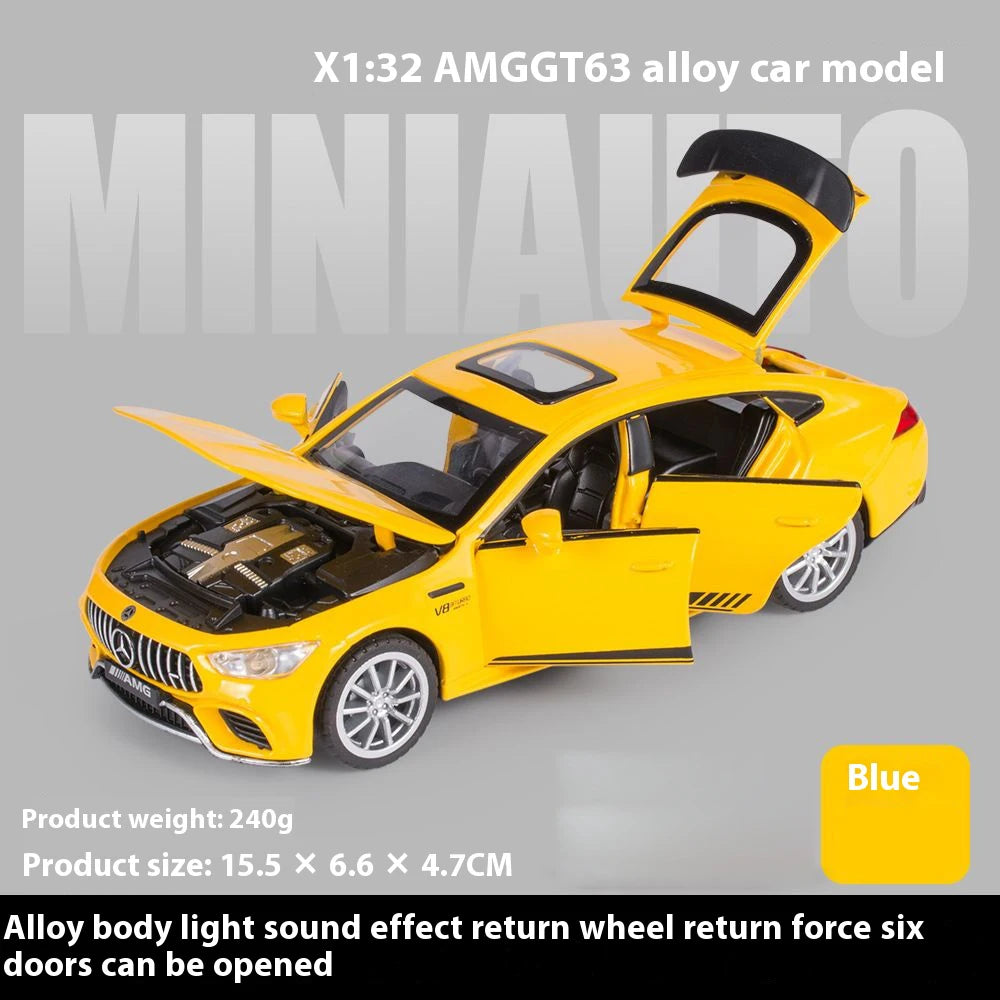 1:32 Mercedes Benz AMG GT63 coche deportivo aleación Diecast modelo de coche sonido luz tirar hacia atrás juguetes adornos regalo para niños recoger