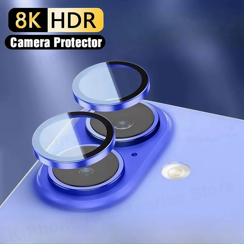 Protector de cámara con anillo de Metal de aluminio para iPhone 16 Plus, cubierta de vidrio templado para lente trasera para iPhone 17 + 16Plus, tapa protectora de lente